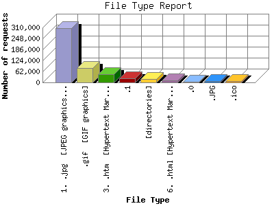 File Type Report: Number of requests by File Type.