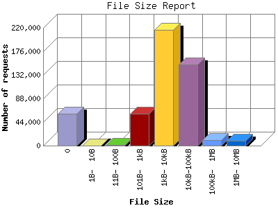 File Size Report: Number of requests by File Size.